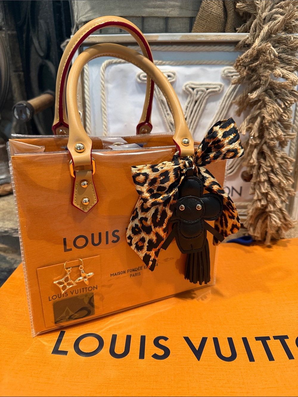 Authentic Louis Vuitton Orange Clear Tote upcycled